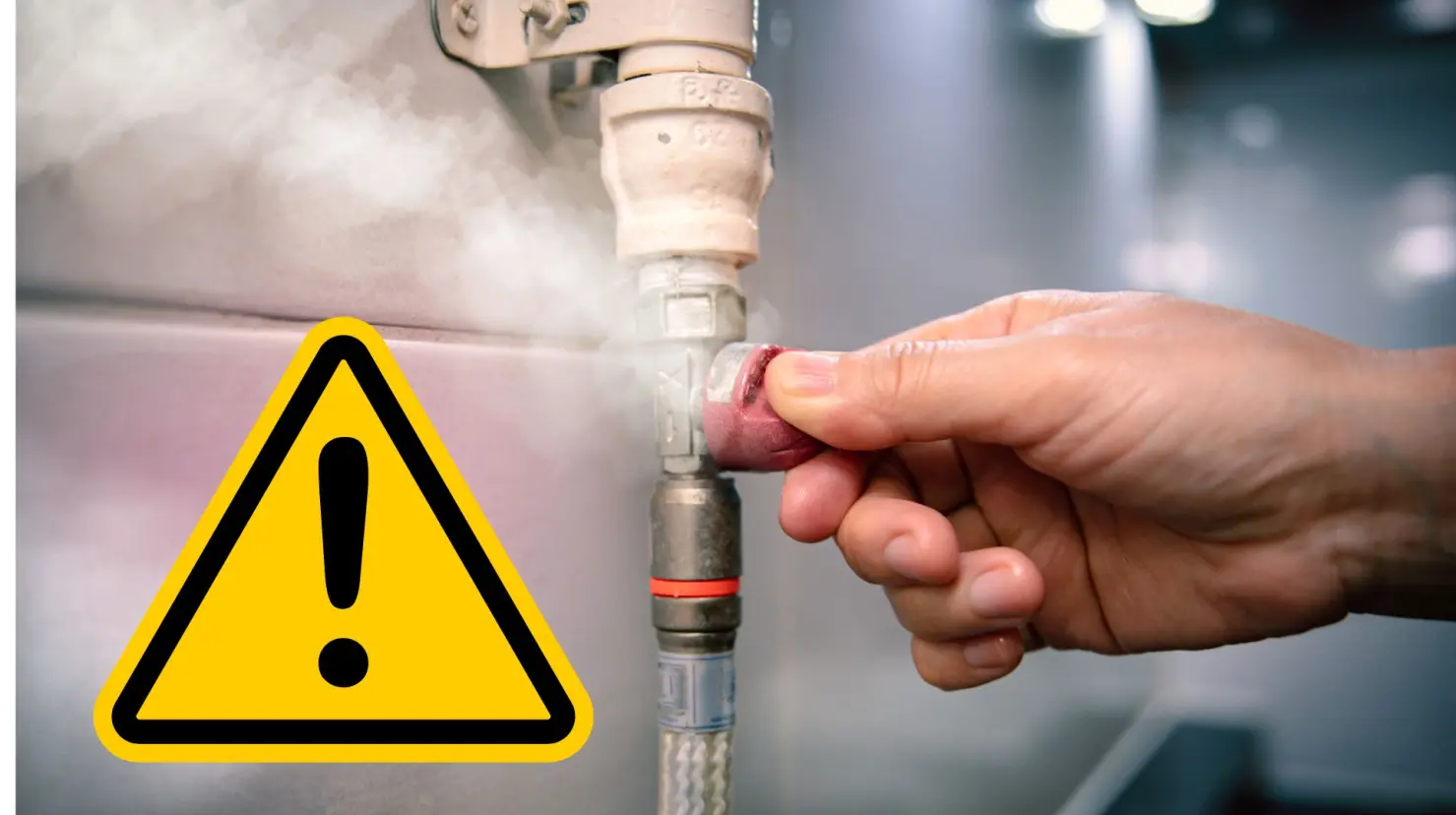 Persona cerrando fuga de gas, símbolo de precaución I Foto: Freepik Canva