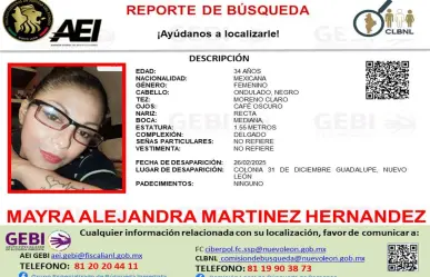 Autoridades buscan a Mayra Alejandra, desaparecida en Guadalupe