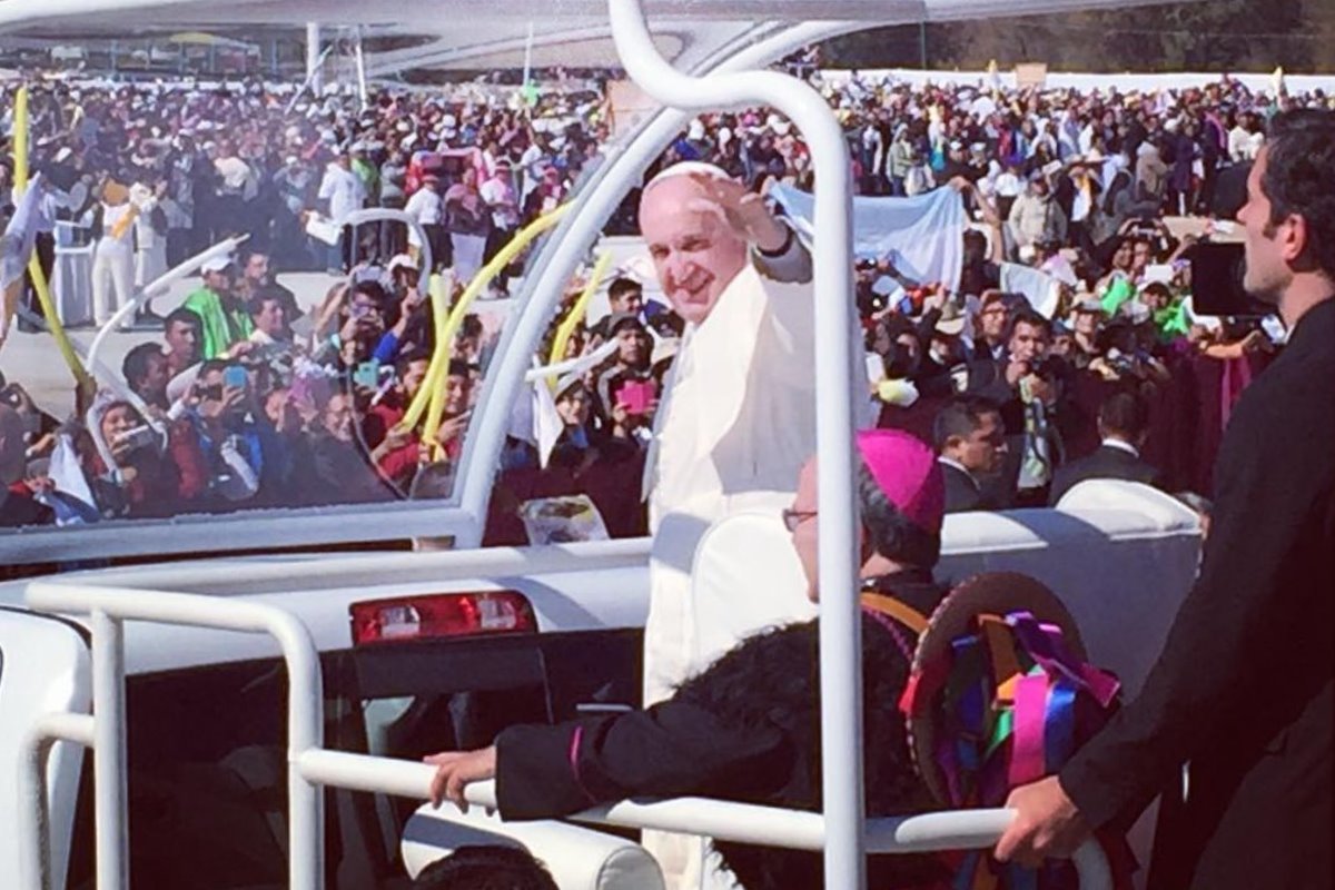 El Papa Francisco en Chiapas, México en febrero 2016. Créditos: X (@lanegrisgt).