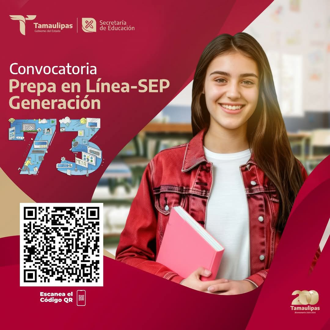 Convocatoria a Prepa Abierta en Línea. Foto: Secretaria de Educación Tamaulipas. 