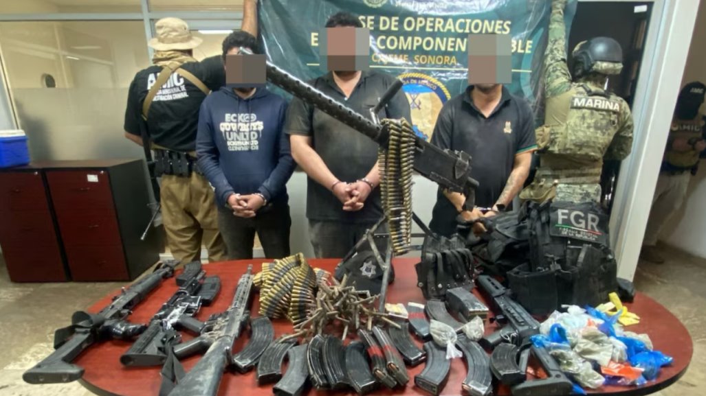 Operativo de la Marina en Sonora, detienen a 3, aseguran arsenal  y rescatan a dos menores