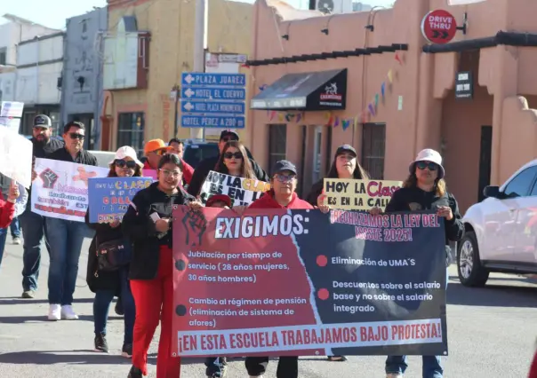 Realizan protestas los maestros en Tamaulipas, se oponen a la Ley del ISSSTE
