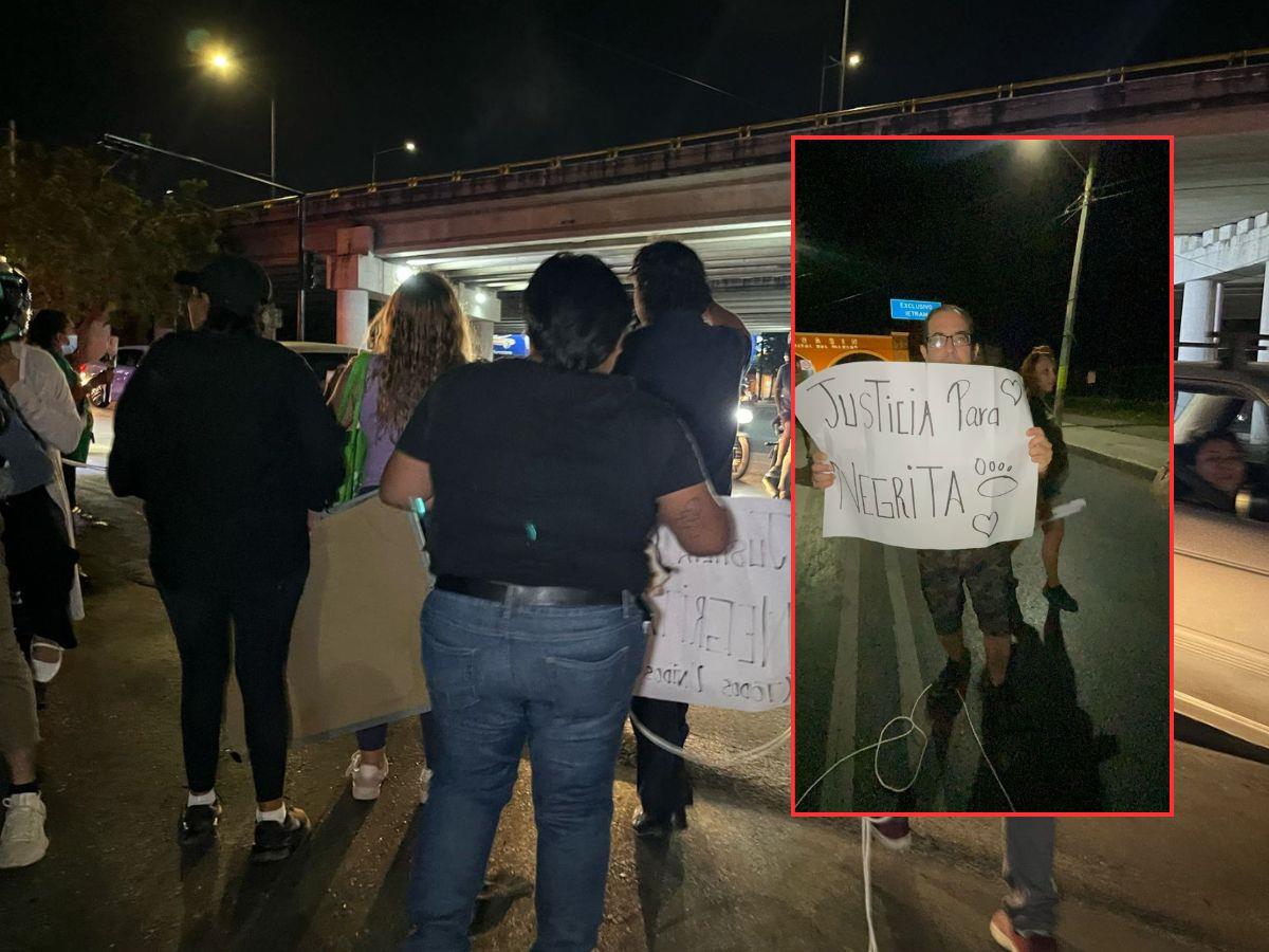 Manifestantes mantuvieron cerrado un tramo del Periférico de Mérida en protesta por el accidente ocurrido en el que fue lesionada una perrita.- Fuente Daniel Rodríguez