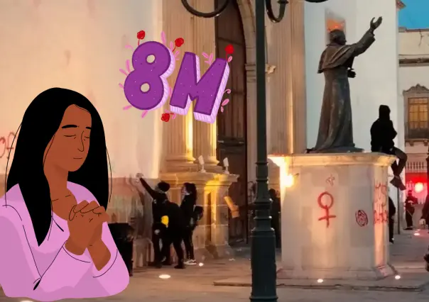 Mujeres católicas buscan, con rezos, que no vandalicen iglesias en el 8M