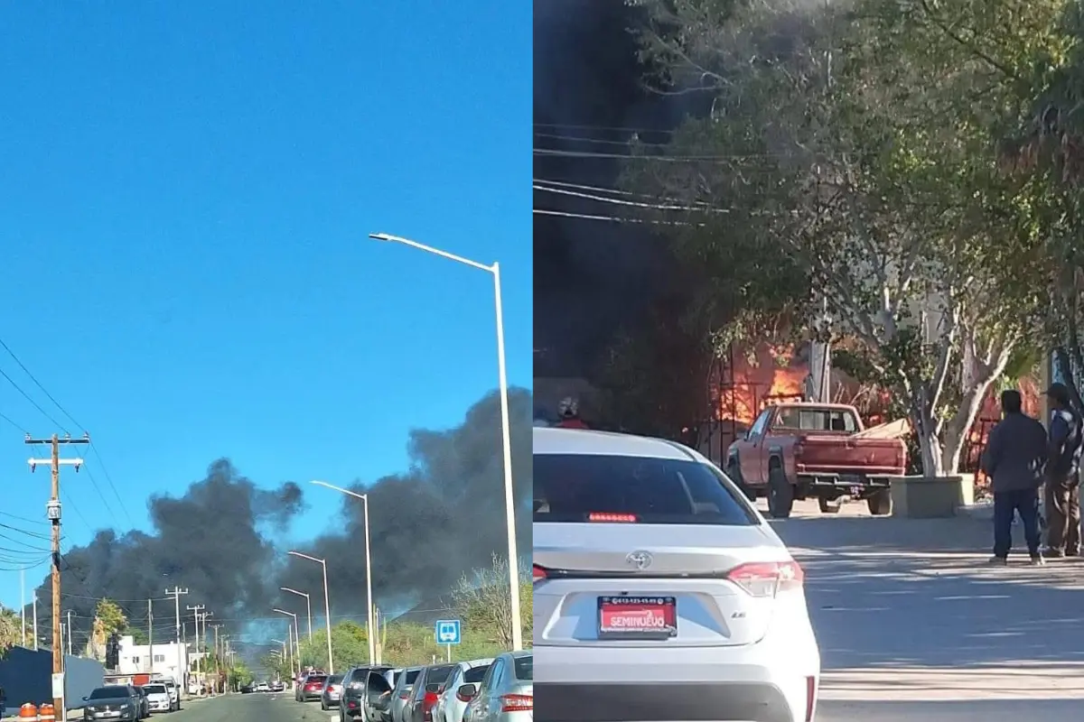 Incendio en la colonia Calafia en la ciudad de La Paz. Foto: Canva.