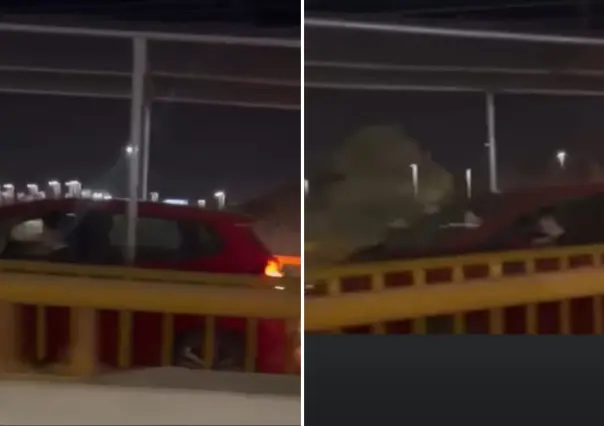 "Ha de creer que es carril exclusivo": automovilista invade puente peatonal en La Paz