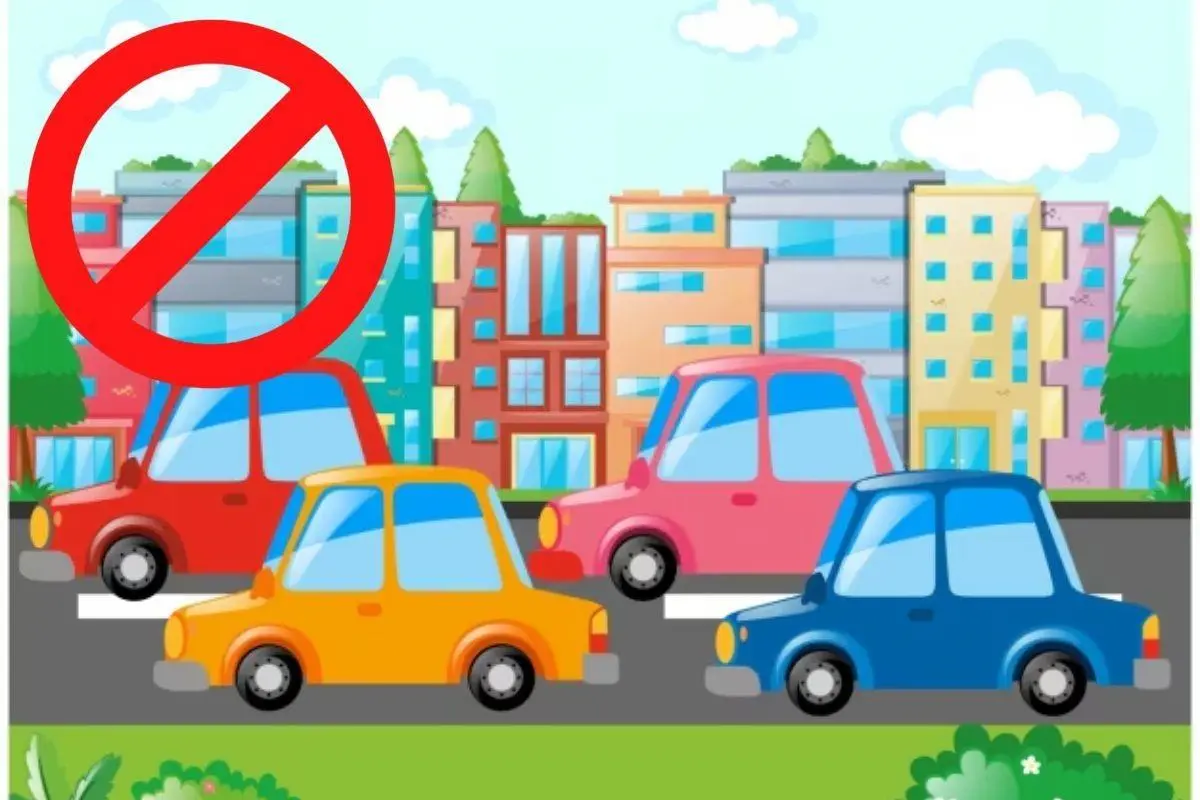 Autos circulando, símbolo prohibido I Foto: Freepik I Canva