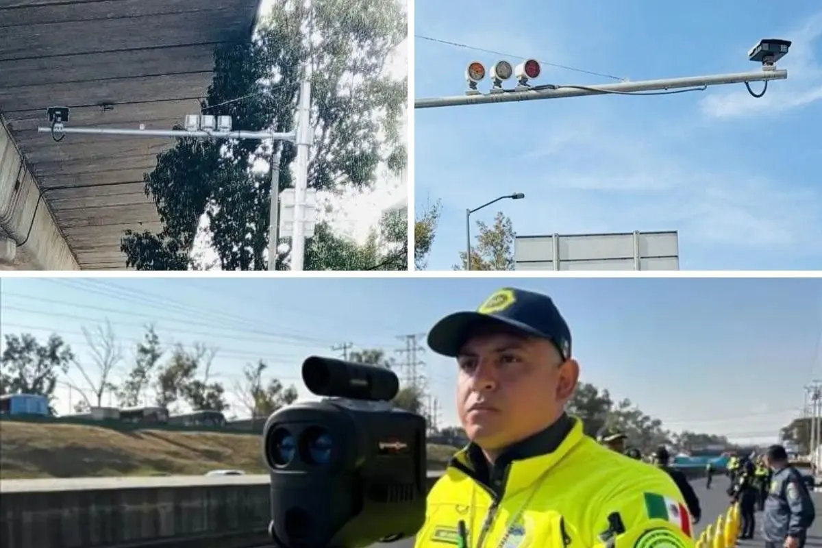 Policía con radar de velocidad, radares de velocidad en CDMX. Foto: SSC l Canva