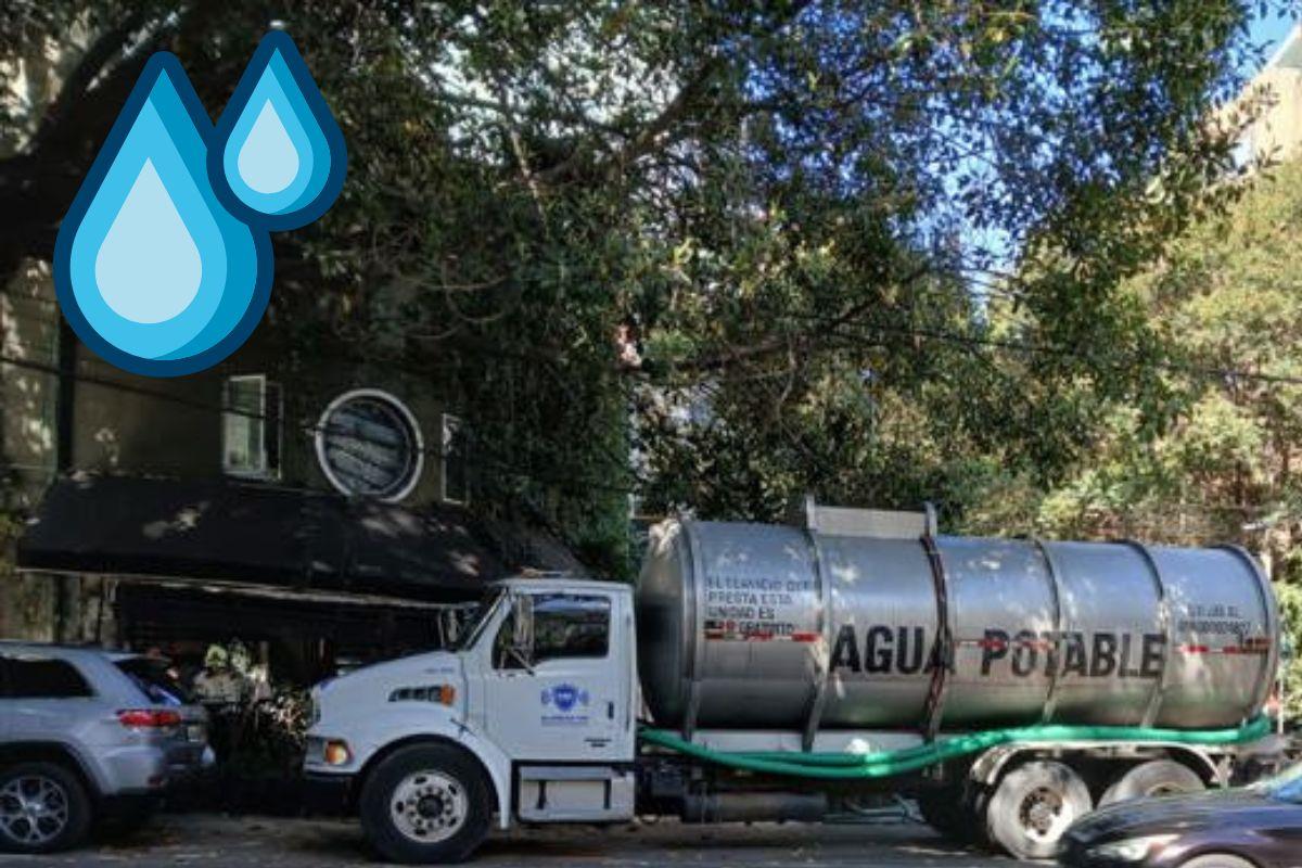 Al fondo pipa de agua en CDMX I Foto: Archivo Posta