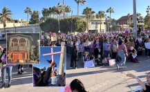 (Video) Marcha del 8M tiñe de purpura el malecón de La Paz: exigen justicia con fuego