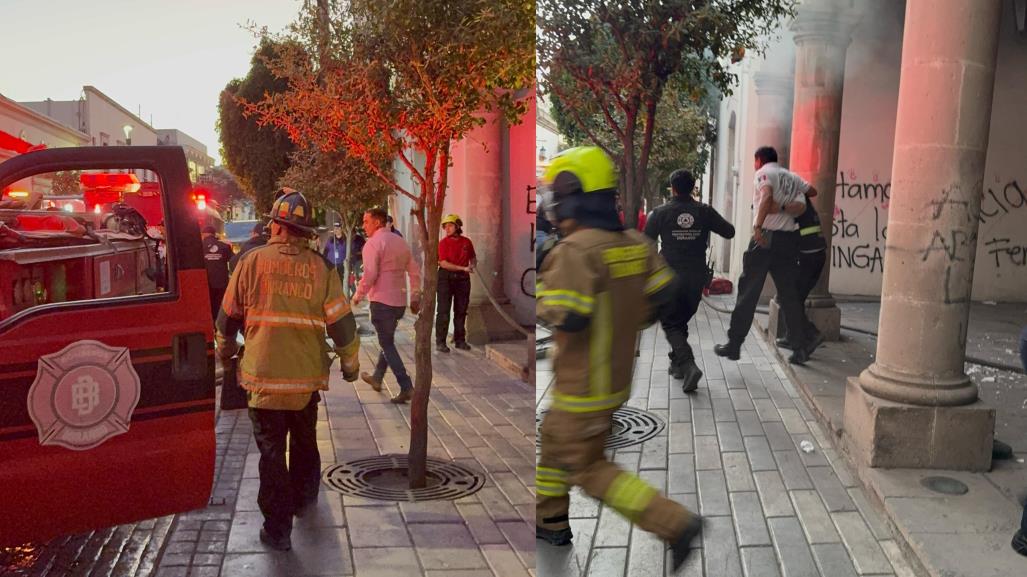 8M en Durango reportan una mujer policía con intoxicación severa tras incendio del Congreso