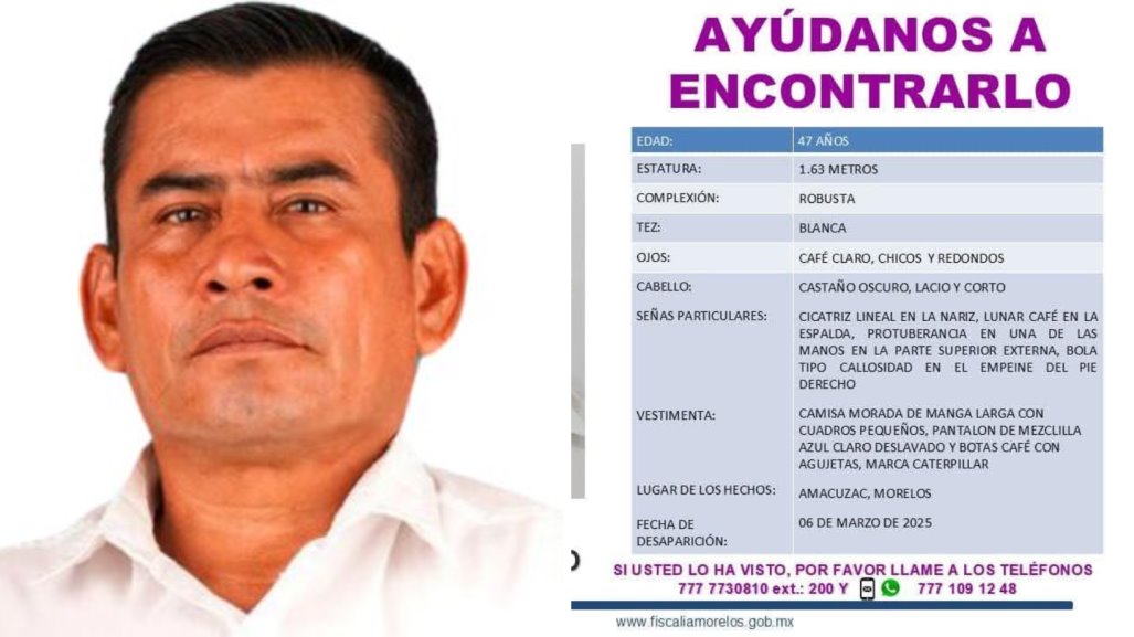 Desaparece regidor de Amacuzac; municipio con mayor índice criminal en Morelos