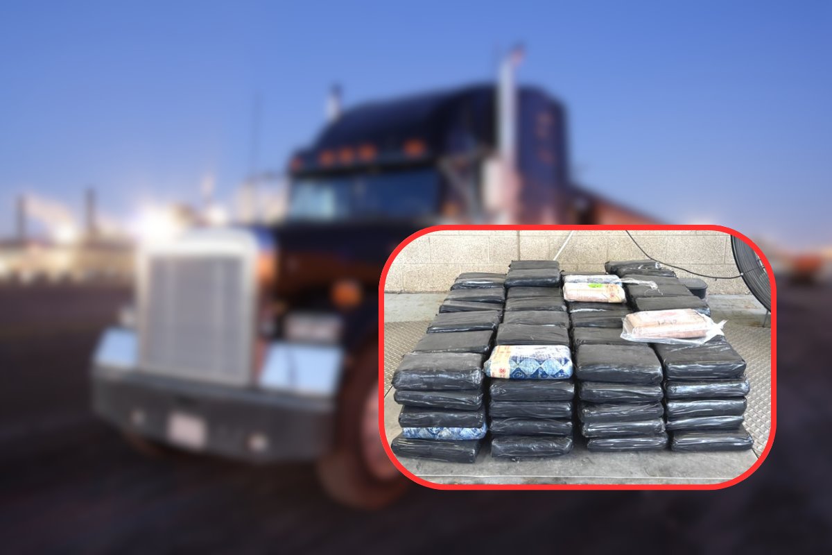 Un tráiler, que había sido revisado por la Guardia Nacional (GN) en Reynosa, fue interceptado en Texas con 213 kilogramos de cocaína, valuados en aproximadamente 130 millones de pesos. Foto: CANVA