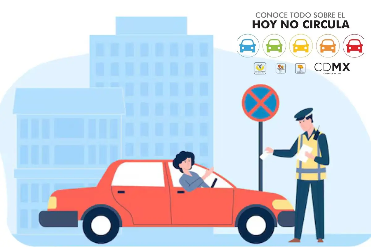Infracción vehicular animada, logo programa Hoy No Circula. Foto: Freepik | Canva