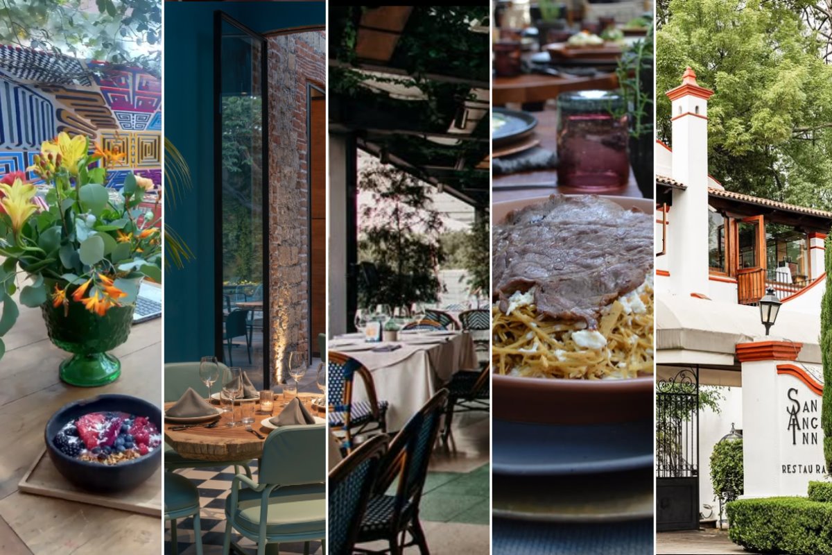 Restaurantes para un desayuno de señoras en CDMX.     Foto: IG (tetetlan_cafe) | IG (magdasanangel) | IG (alesia.mediterraneo) | IG (oxacocinaunica) | IG (restaurantesanangelinn) | Canva