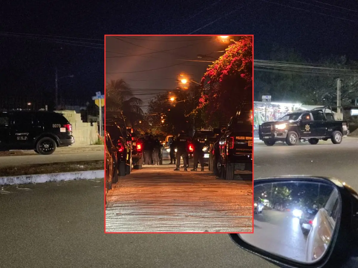 Un operativo de seguridad causó revuelo en redes sociales la noche del martes por la cantidad de elementos de seguridad en el fraccionamiento Juan Pablo II.- Fuente Telesur Yucatán