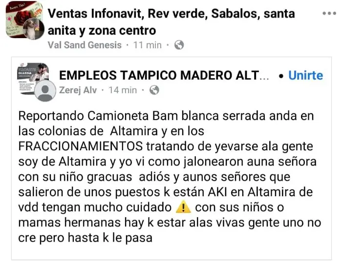 Supuestos mensajes que envian a través de las redes sociales. Foto: Redes Sociales