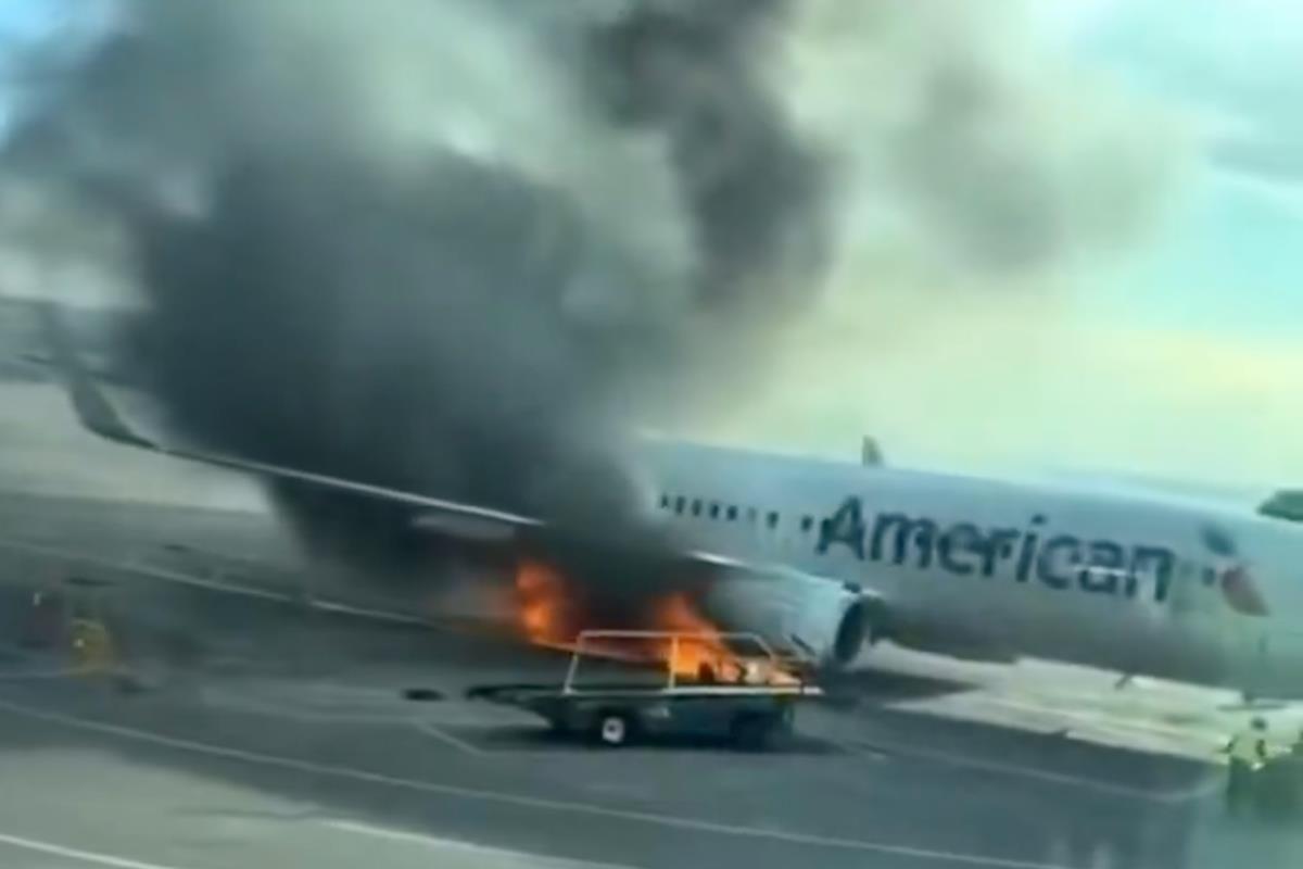 El avión comenzó a incendiarse y a emitir grandes fumarolas Foto: X(Twitter) @EdKrassen