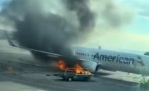 Avión de American Airlines se incendia en el Aeropuerto Internacional de Denver | VIDEO