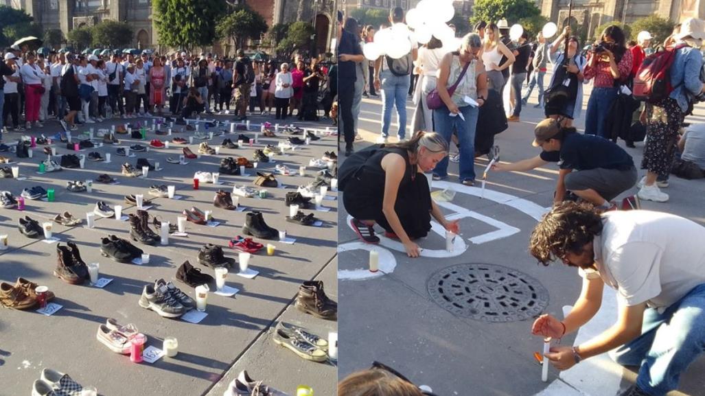 Caso Teuchitlán: Colectivos realizan jornada de vigilia frente a Palacio Nacional