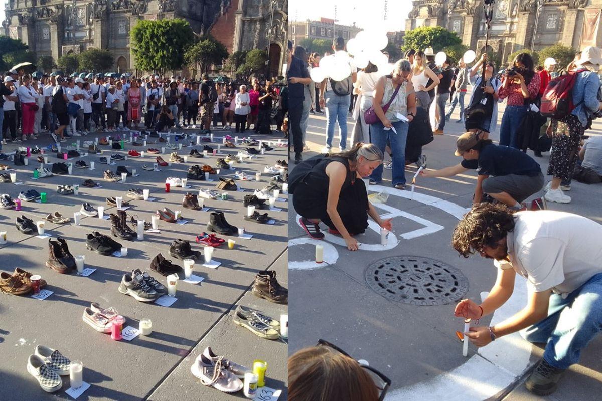 Jornada de vigilia frente a Palacio Nacional.  Foto: Facebook (@Huellas de la Memoria)