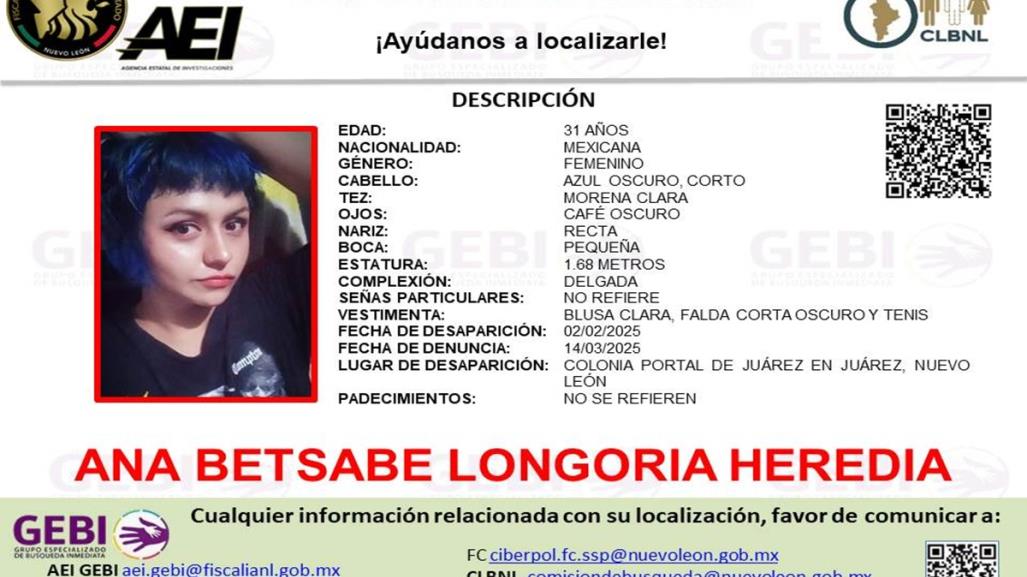 Buscan a Ana Betsabe Longoria Heredia, desaparecida en Juárez