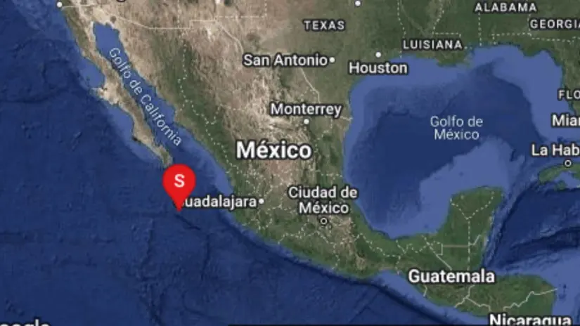 Epicentro del sismo de magnitud 4.3 detectado al sur de Cabo San Lucas durante la madrugada del 17 de marzo. Foto: Sismológico Nacional