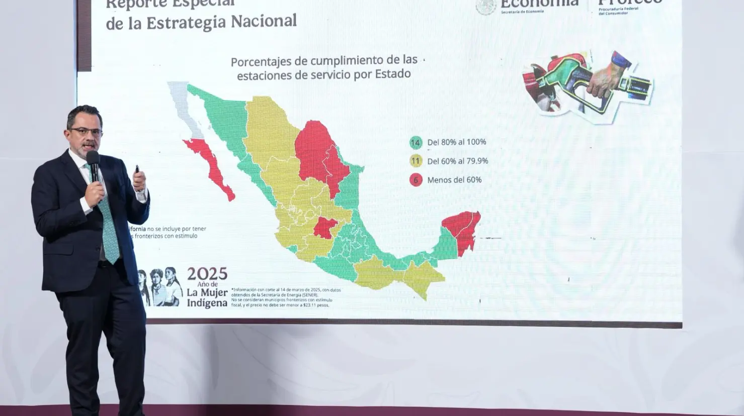 El titular de la Profeco, Iván Escalante, informó ayer sobre el reporte de la Estrategia Nacional para Promover la Estabilización del Precio de la Gasolina.- Fuente Profeco
