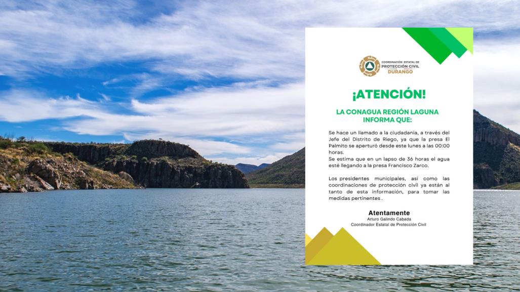 Abren compuertas de la presa más grande de Durango; hay alerta en estos municipios