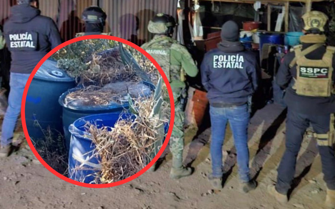 Las autoridades encontraron tambos con 200 litros de droga, en Ixtlahuaca Estado de México. Foto: @OHarfuch (Canva)