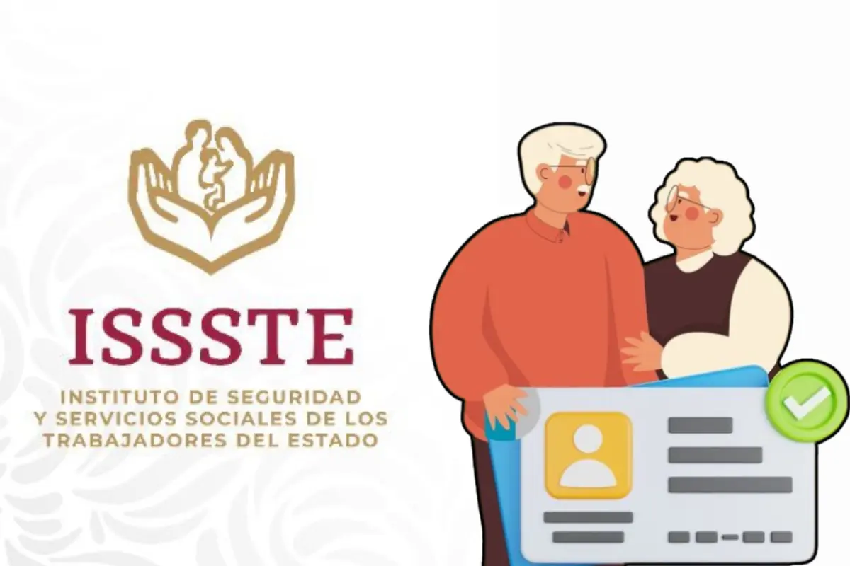 Logo del ISSSTE y dibujo de personas adultas mayores. Foto: ISSSTE / X (@ISSSTE_mx)