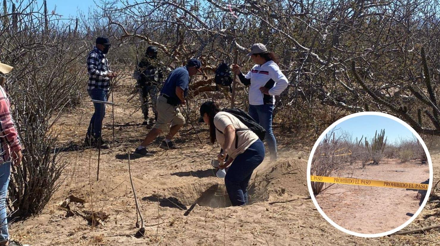 El colectivo Búsqueda X La Paz localizó una nueva fosa clandestina en el kilómetro 10 de la carretera hacia San Juan de la Costa, en La Paz. Foto: Facebook / Búsqueda x La Paz