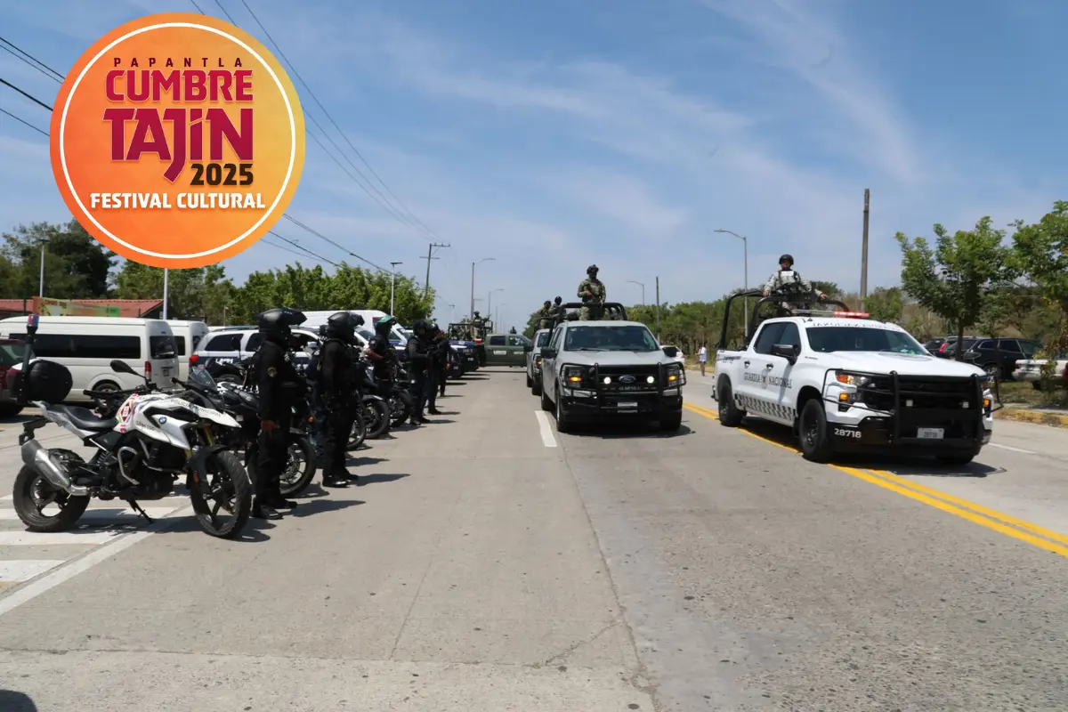 En el operativo de seguridad de la Cumbre Tajín 2025 participan casi 600 elementos de fuerzas federales, estatales y municipales. Foto: Rosalinda Morales | Gobierno de Veracruz
