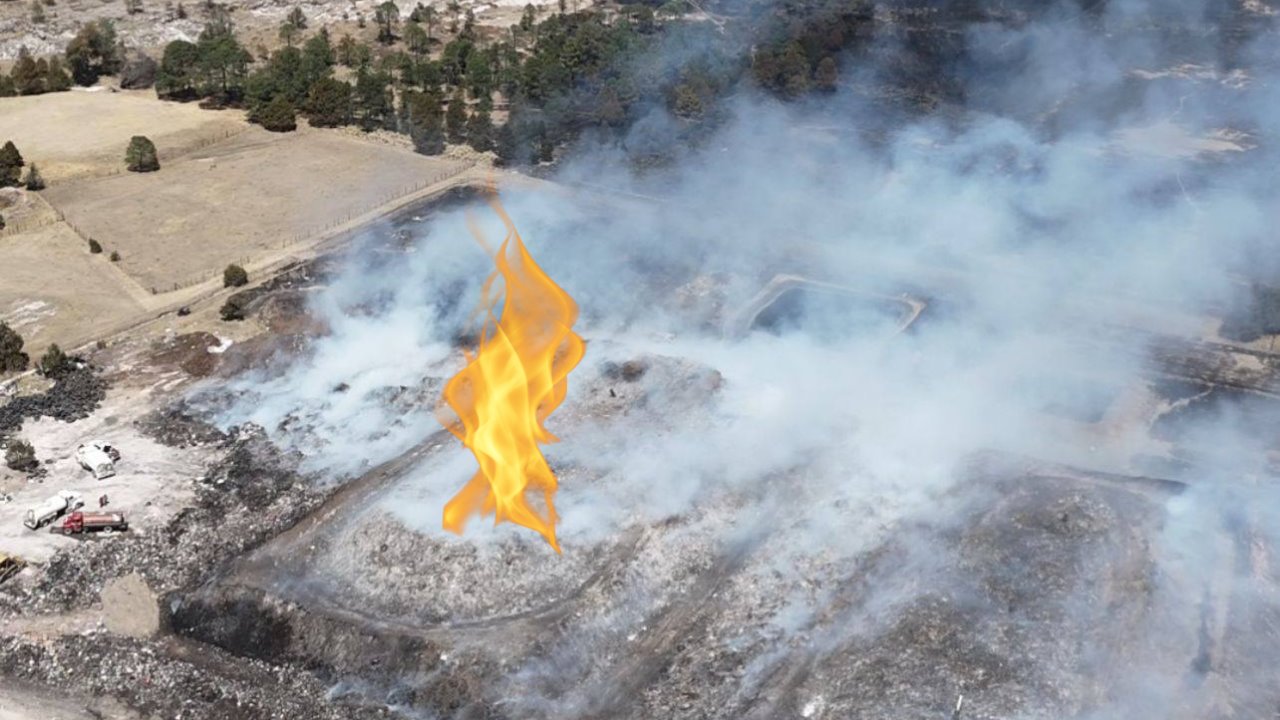 El incendio del relleno sanitario en El Salto también impactó en zona boscosa. Foto: Gobierno Municipal de Pueblo Nuevo/Canva