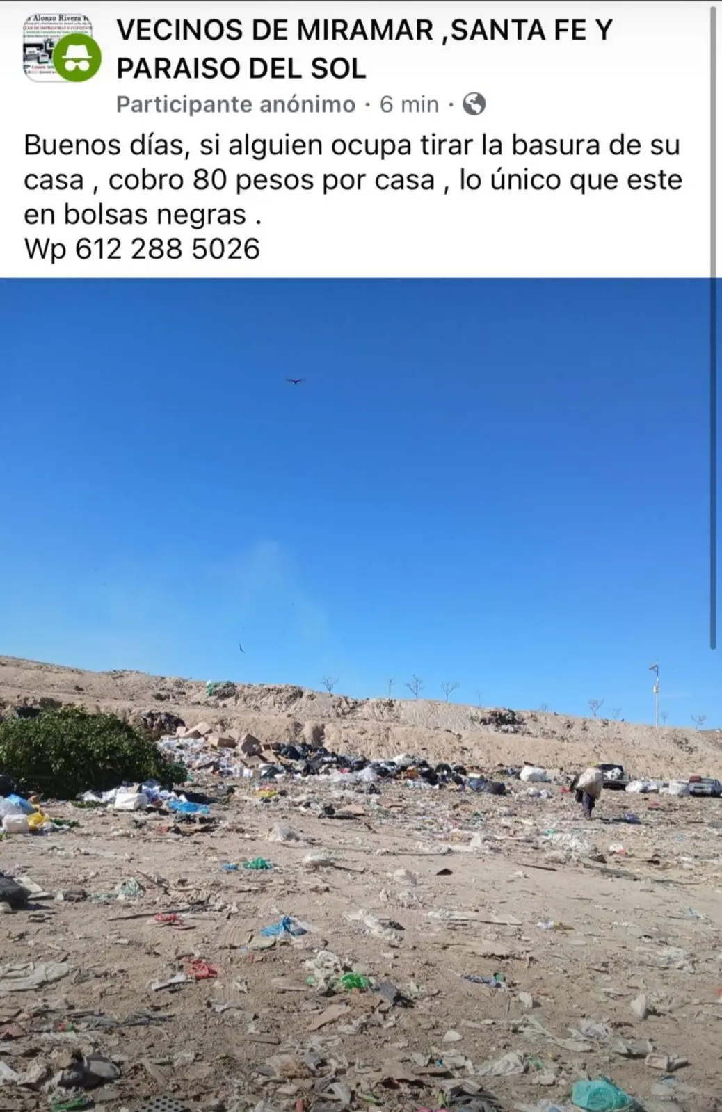 imagen recuadro Foto: Vecinos de  Miramar,  Santa Fe y Paraíso del Sol / Facebook.