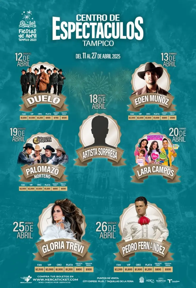 Artistas que se presentaran en el Centro de Espectáculos. Foto: Redes Sociales