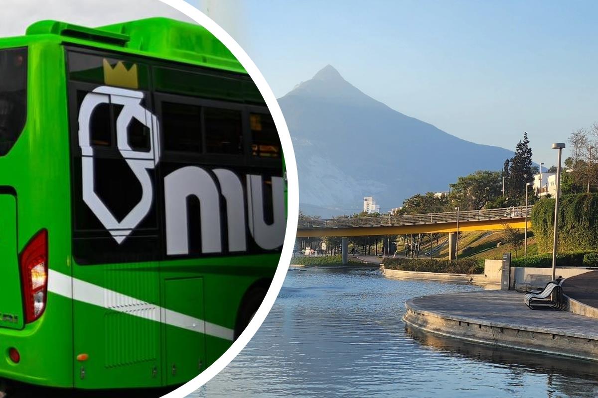 Un camión urbano y Parque El Capitán en San Pedro. Foto: Composición Canva