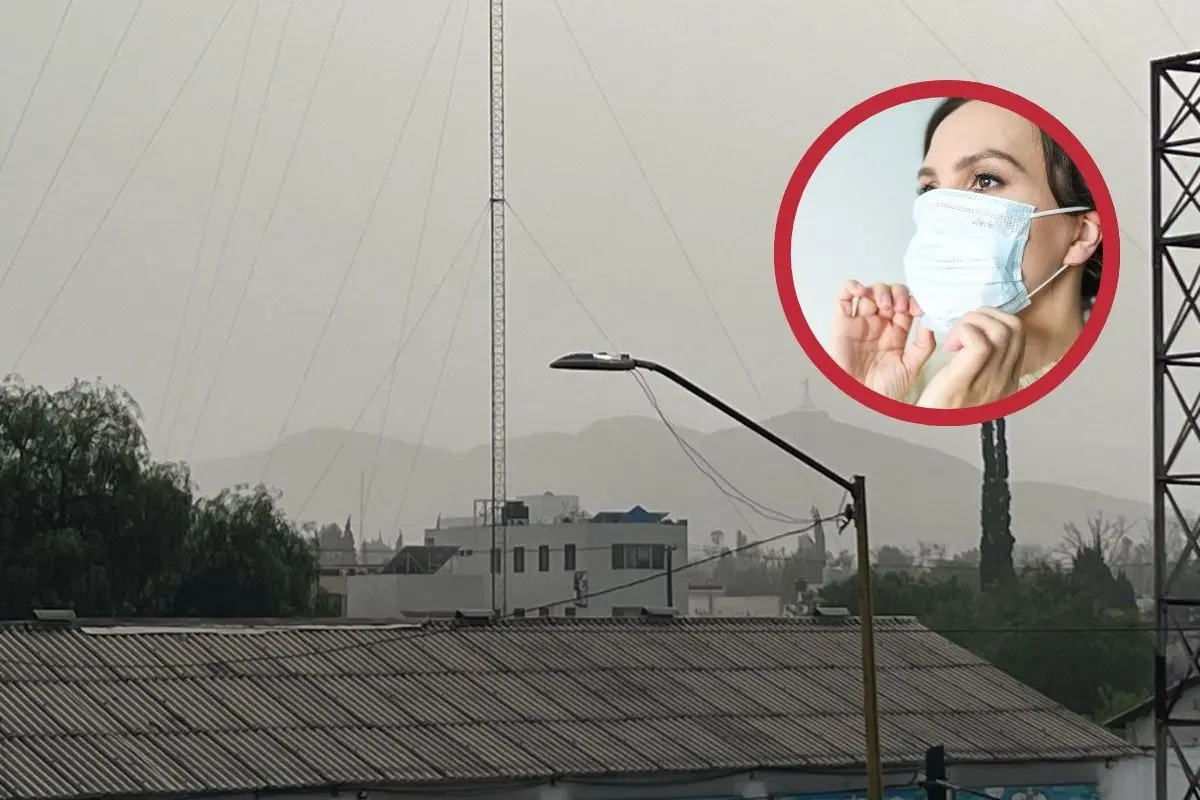 Mala calidad del aire en Saltillo. Fotos de Leslie Delgado y Canva.