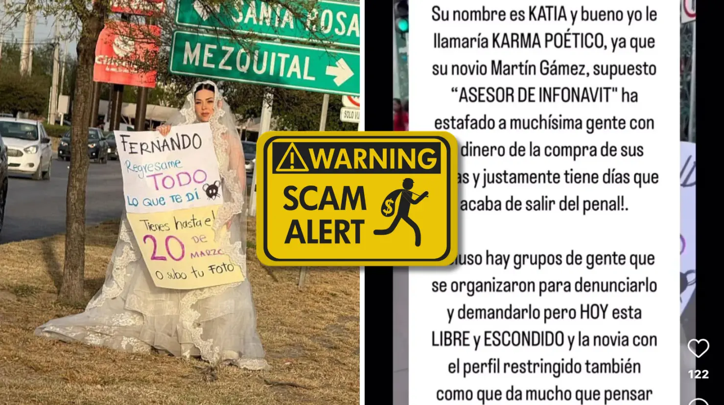 Desde Estados Unidos identifican al verdadero estafador detrás de la “novia estafada de Nuevo León. Foto: Canva | X - @EsDeProfugos - @banda_rosy.