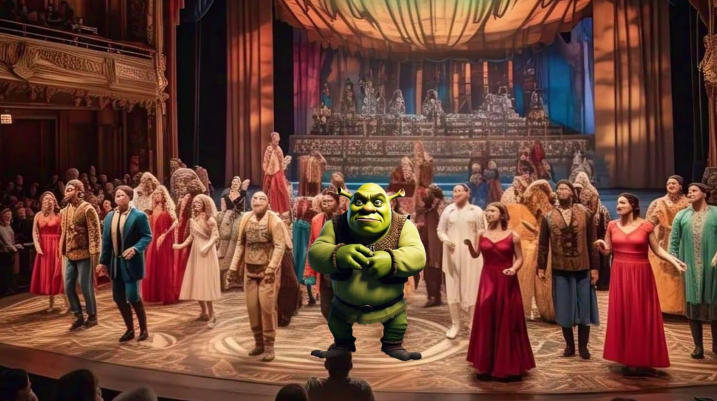 Foto: META AI | Este fin de semana en la ciudad de Durango se estará presentando la obra de teatro Shrek El Musical jr desde el Teatro Victoria. 