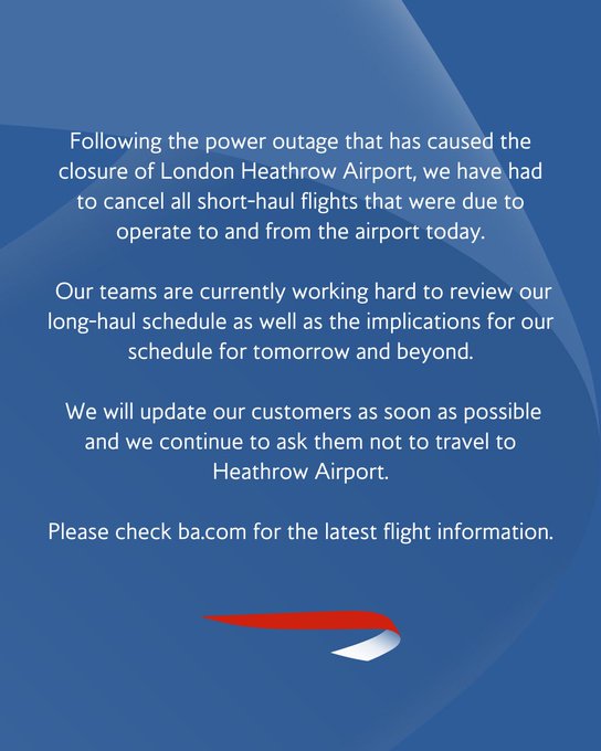 Comunicado de British Airways. 