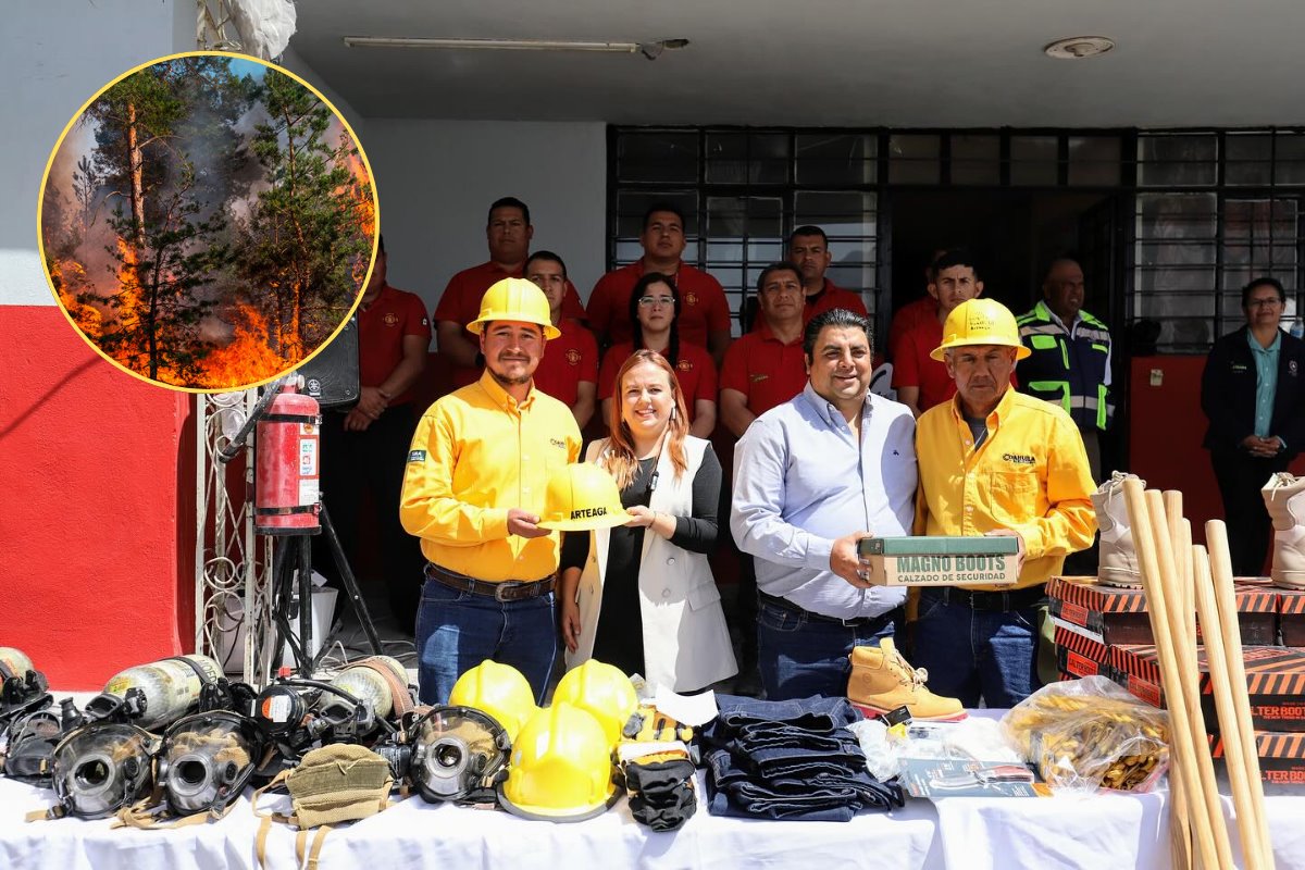 Por su parte, el Patronato de Bomberos de la Región Sureste entregó equipos de respiración autónoma y mascarillas para los elementos de la Estación 7./Foto: FB Karen Sánchez/ Canva