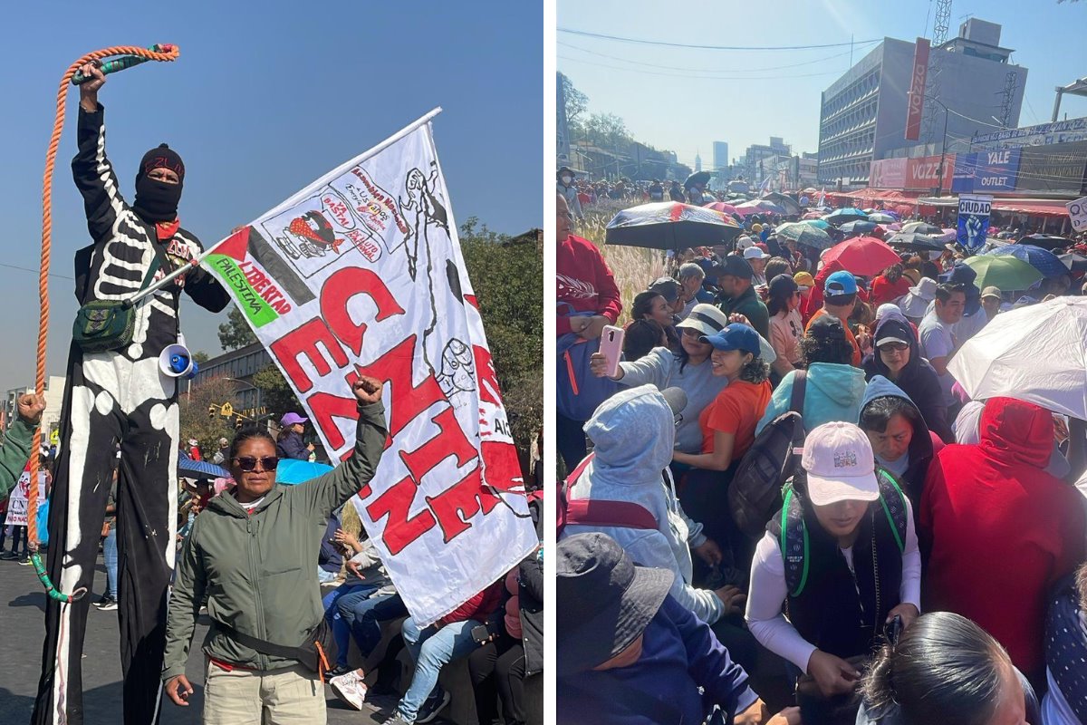 Maestros de la CNTE en marcha de CDMX. Foto: Ramón Ramírez