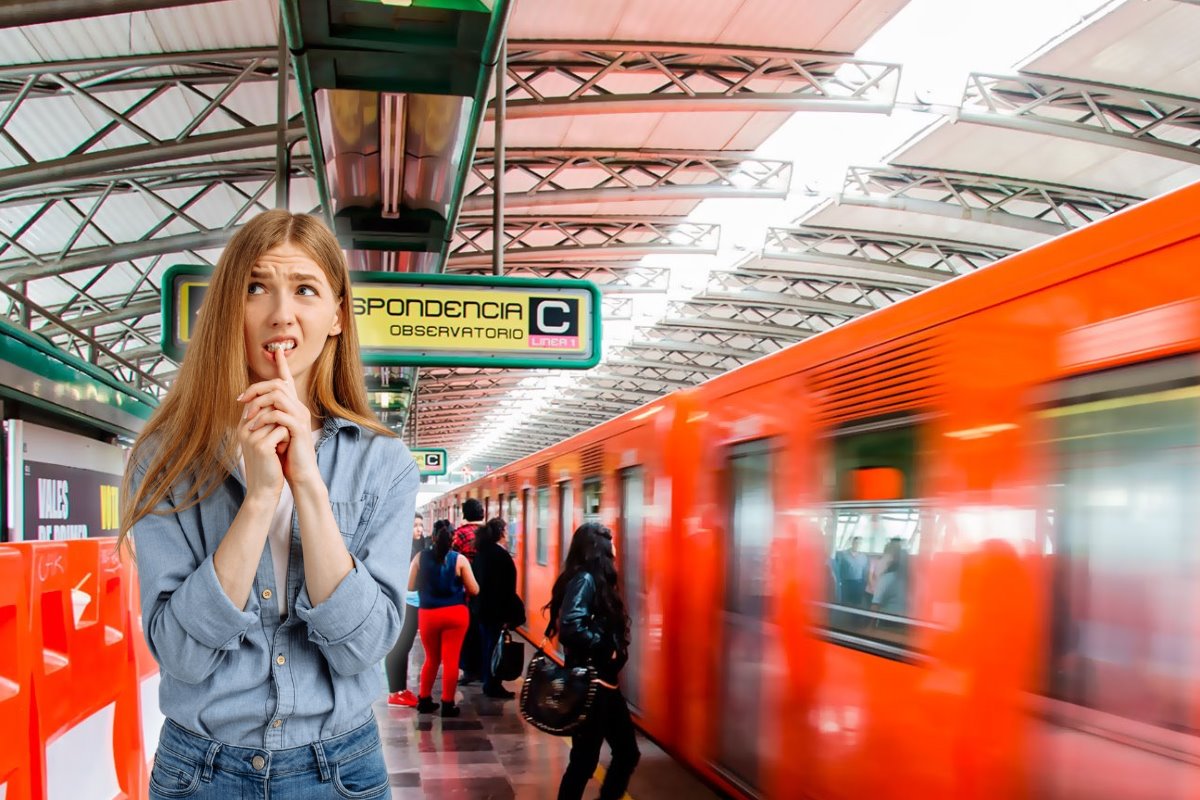 De fondo estación del Metro CDMX, persona preocupada. Foto: X @MetroCDMX | Canva