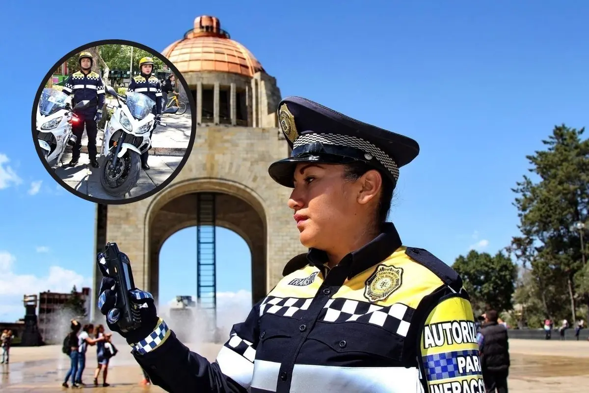 Policías de tránsito autorizados para multar en CDMX. Foto: SSC-CDMX l Canva