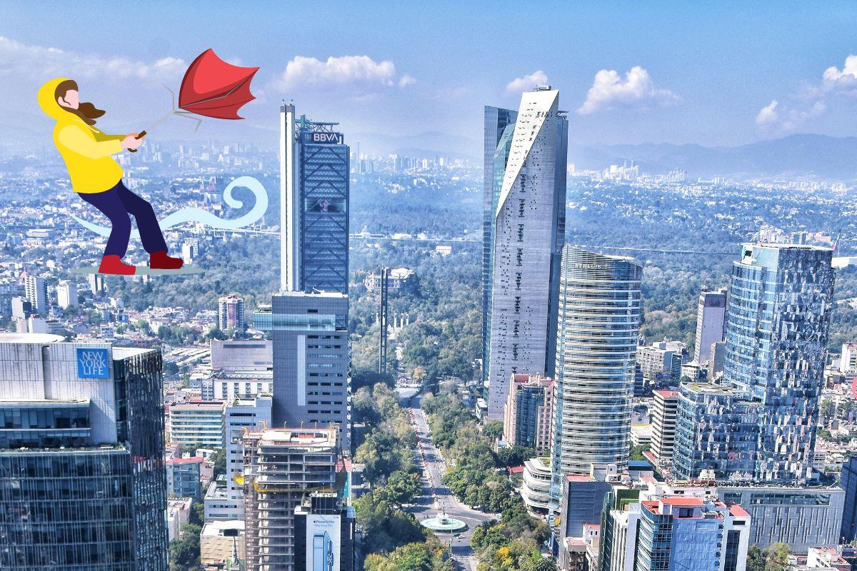 De fondo vista áerea de Paseo de la Reforma en CDMX    Foto: Pexel I Canva