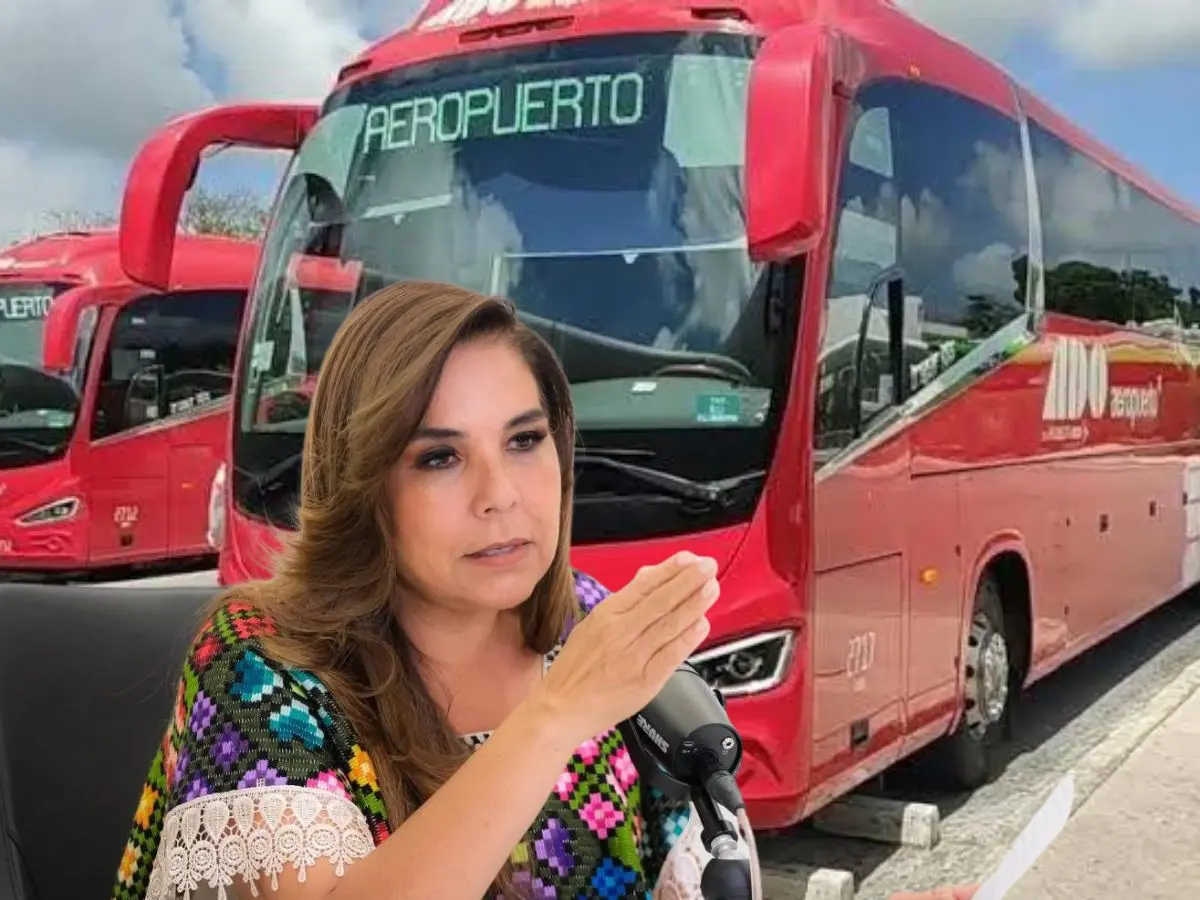 La gobernadora de Quintana Roo, Mara Lezama, anunció la nueva ruta de transporte que cubrirá el Aeropuerto y la zona hotelera.- Fuente Gobierno de Quintana Roo