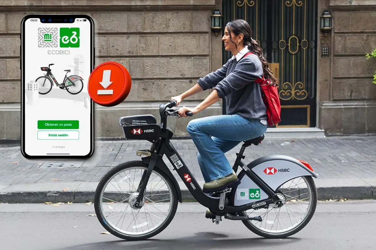 Usuaria de ECOBICI circulando por la CDMX.     Foto: ECOBICI | Canva