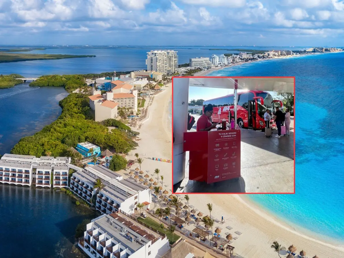 Cancún tendrá una nueva ruta que abarcará el aeropuerto y la zona hotelera, para beneficio de viajeros y residentes del polo turístico.- Fuente ADO y Canva
