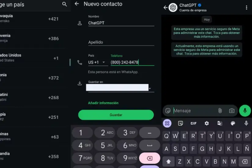 Al agregar el número como nuevo contacto, aparecerá la cuenta de ChatGPT verificada, y podrás interactuar a texto con la plataforma. Foto: Captura